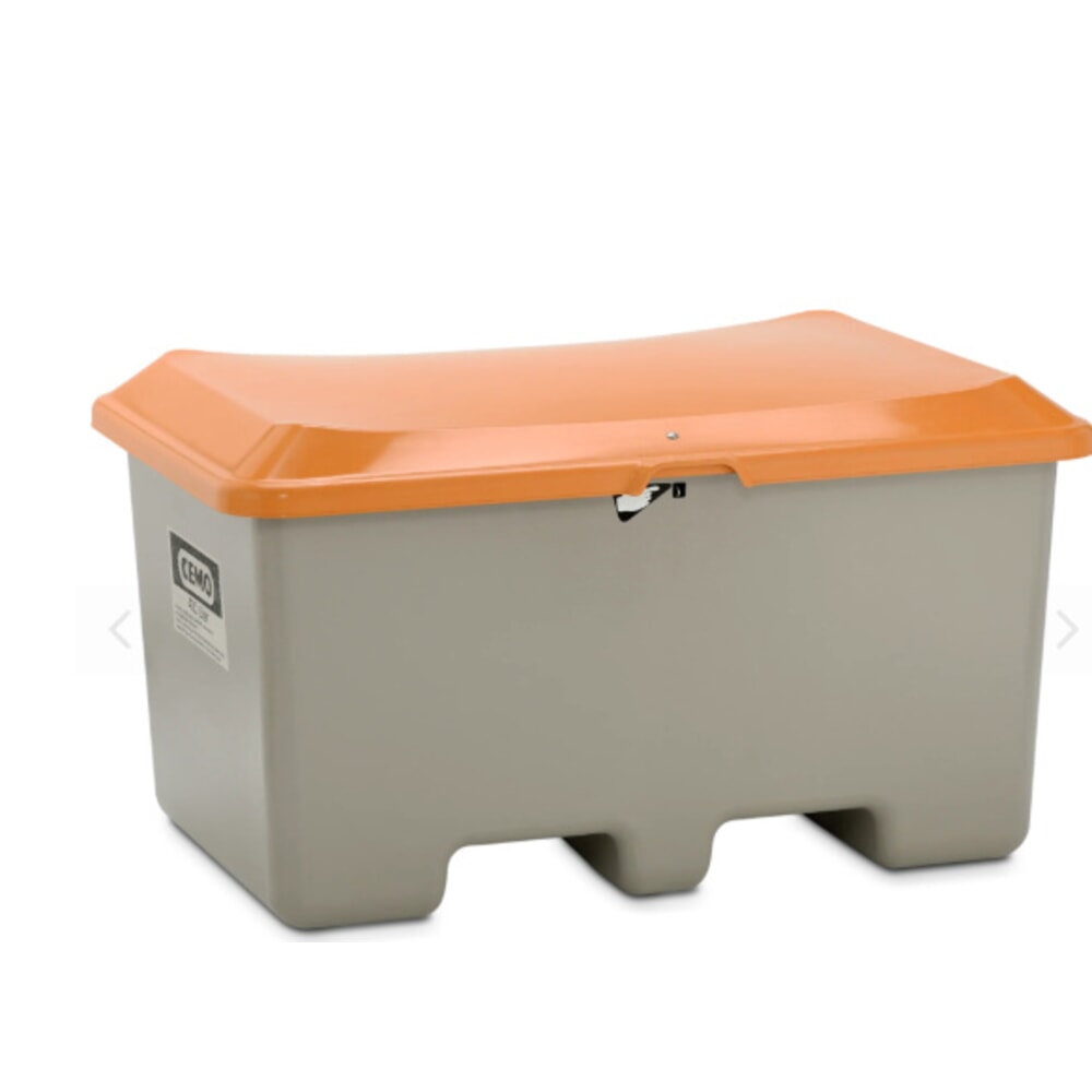 N° de l'image du produit 1 : Bac à sel CEMO, gris/orange, 400 litres, avec entrées de fourche