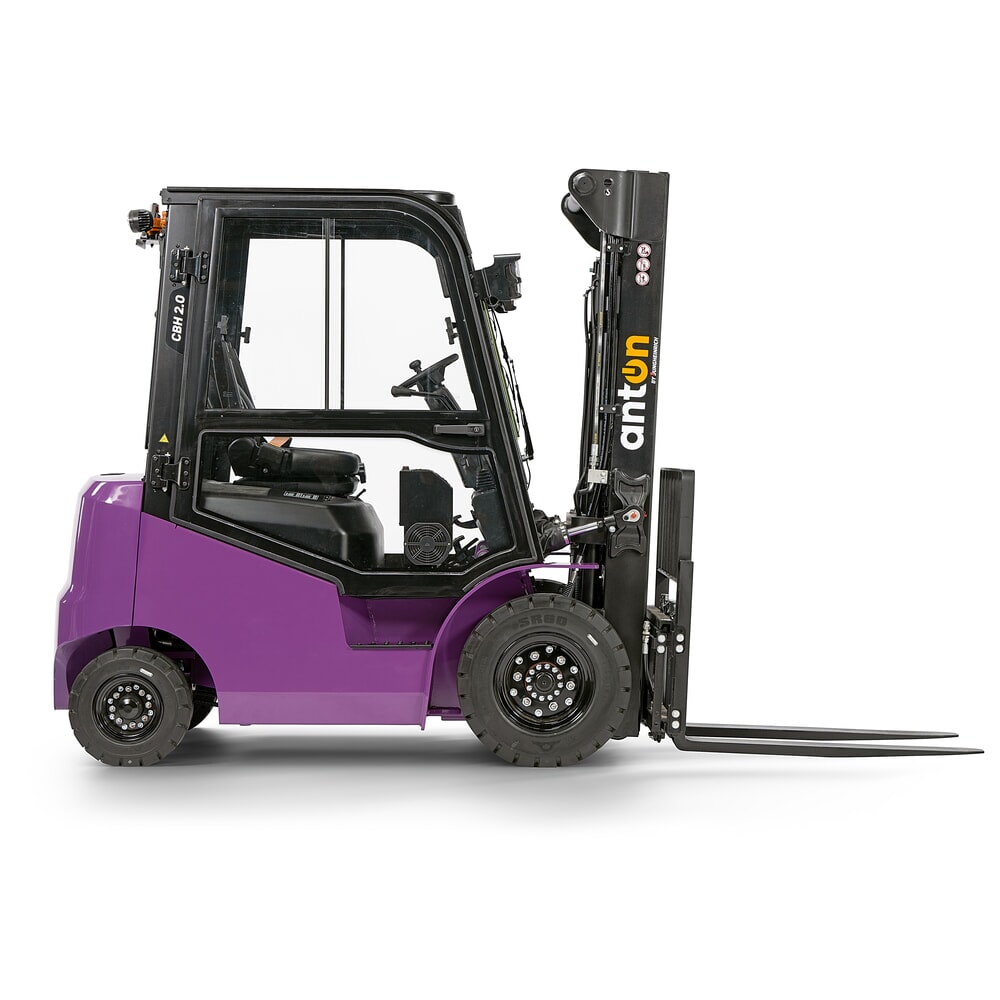 N° de l'image du produit 4 : AntOn by Jungheinrich chariot élévateur électrique CBH 2.0 avec mât télescopique triple, hauteur de levage 4 800 mm, capacité de charge 2 000 kg, cabine intempéries Comfort, avec chargeur embarqué