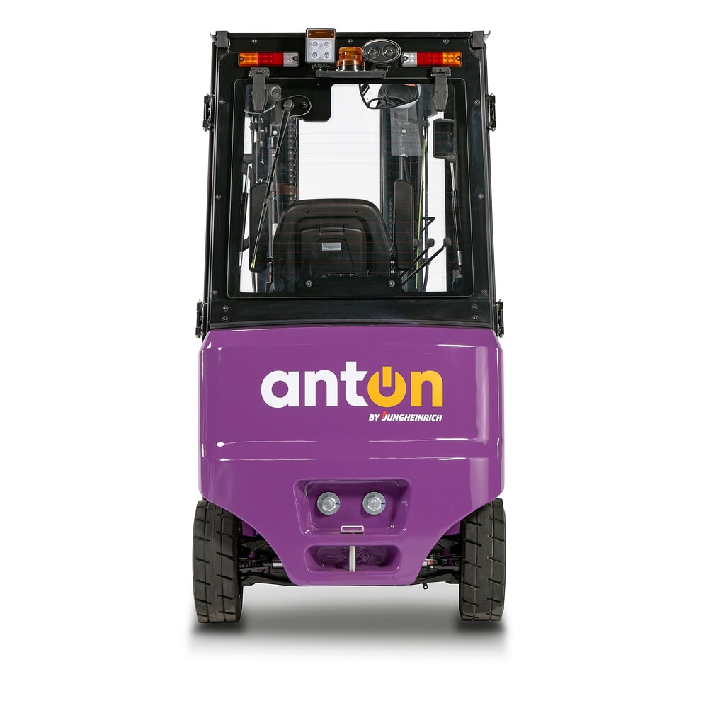 N° de l'image du produit 5 : AntOn by Jungheinrich chariot élévateur électrique CBH 2.0 avec mât télescopique triple, hauteur de levage 4 800 mm, capacité de charge 2 000 kg, cabine intempéries Comfort, avec chargeur embarqué