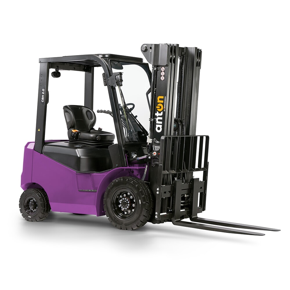 N° de l'image du produit 4 : AntOn by Jungheinrich chariot élévateur électrique CBH 2.0 avec mât télescopique triple, hauteur de levage 4 800 mm, capacité de charge 2 000 kg, cabine intempéries ECO, avec chargeur embarqué