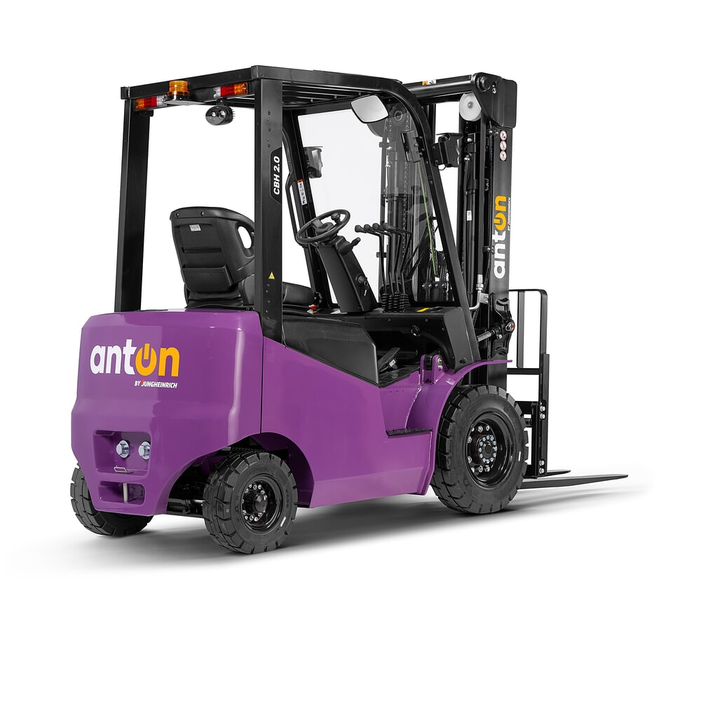 N° de l'image du produit 10 : AntOn by Jungheinrich chariot élévateur électrique CBH 2.0 avec mât télescopique triple, hauteur de levage 4 800 mm, capacité de charge 2 000 kg, cabine intempéries ECO, avec chargeur embarqué