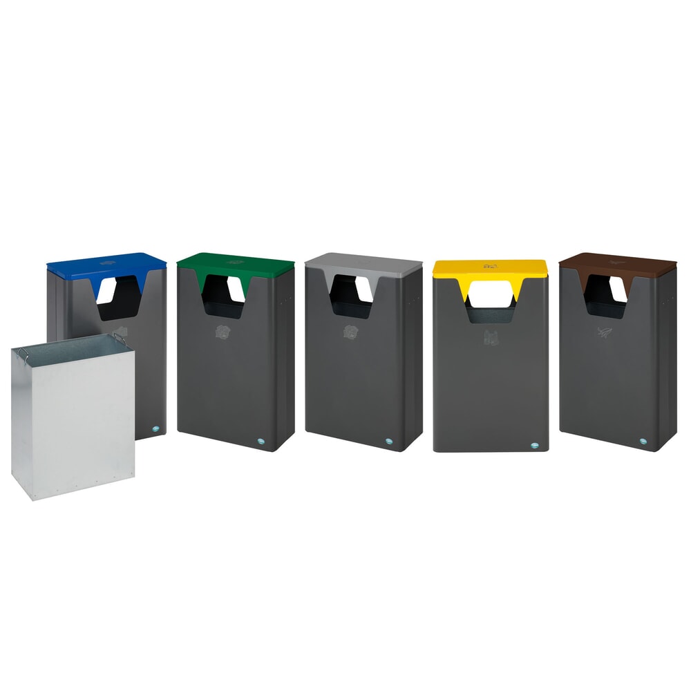 N° de l'image du produit 3 : Collecteur de recyclage VAR® WSG 82, pour l’extérieur, avec 2 batteries rechargeables, volume 60 litres, gris clair