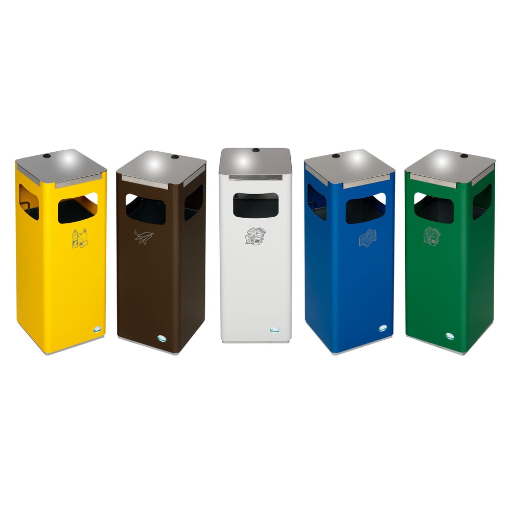 N° de l'image du produit 4 : Collecteur de recyclage VAR® WSG 25R, pour l’extérieur, avec 3 batteries rechargeables, volume 22 litres, brun sépia