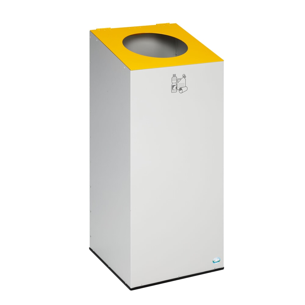 N° de l'image du produit 1 : Collecteur de recyclage VAR® WSG 38, avec anneau de serrage et batterie rechargeable ronde, gris clair, jaune trafic
