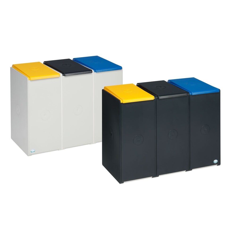 N° de l'image du produit 2 : Collecteur de recyclage VAR®, capacité 3 x 40 litres, avec 3 couvercles colorés