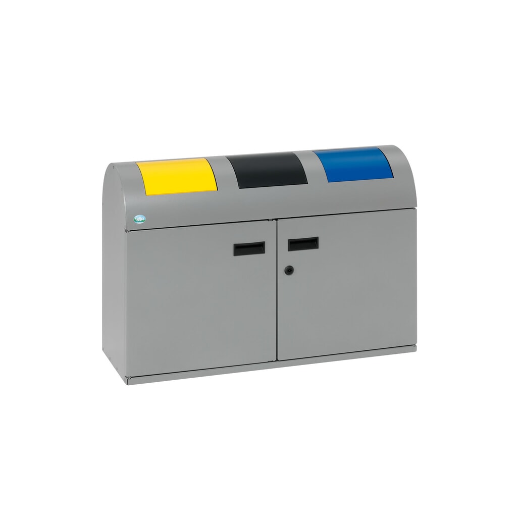 Collecteur de recyclage VAR® WSS 50, avec 3 moteurs de pré-étirage et trappes d’insertion à fermeture automatique, tête arrondie, argent Illustration du produit: Collecteur de recyclage VAR® WSS 50, avec 3 moteurs de pré-étirage et trappes d’insertion à fermeture automatique, tête arrondie, argent