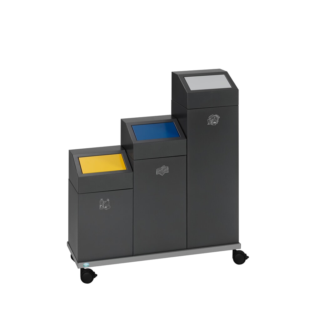 N° de l'image du produit 3 : Collecteur de recyclage VAR® WSG 40E, pour l’intérieur, auto-extinguible, capacité 43 litres, gris fer micacé, jaune trafic