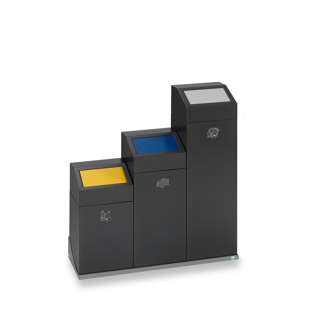 N° de l'image du produit 4 : Collecteur de recyclage VAR® WSG 40E, pour l’intérieur, auto-extinguible, capacité 43 litres, gris fer micacé, jaune trafic