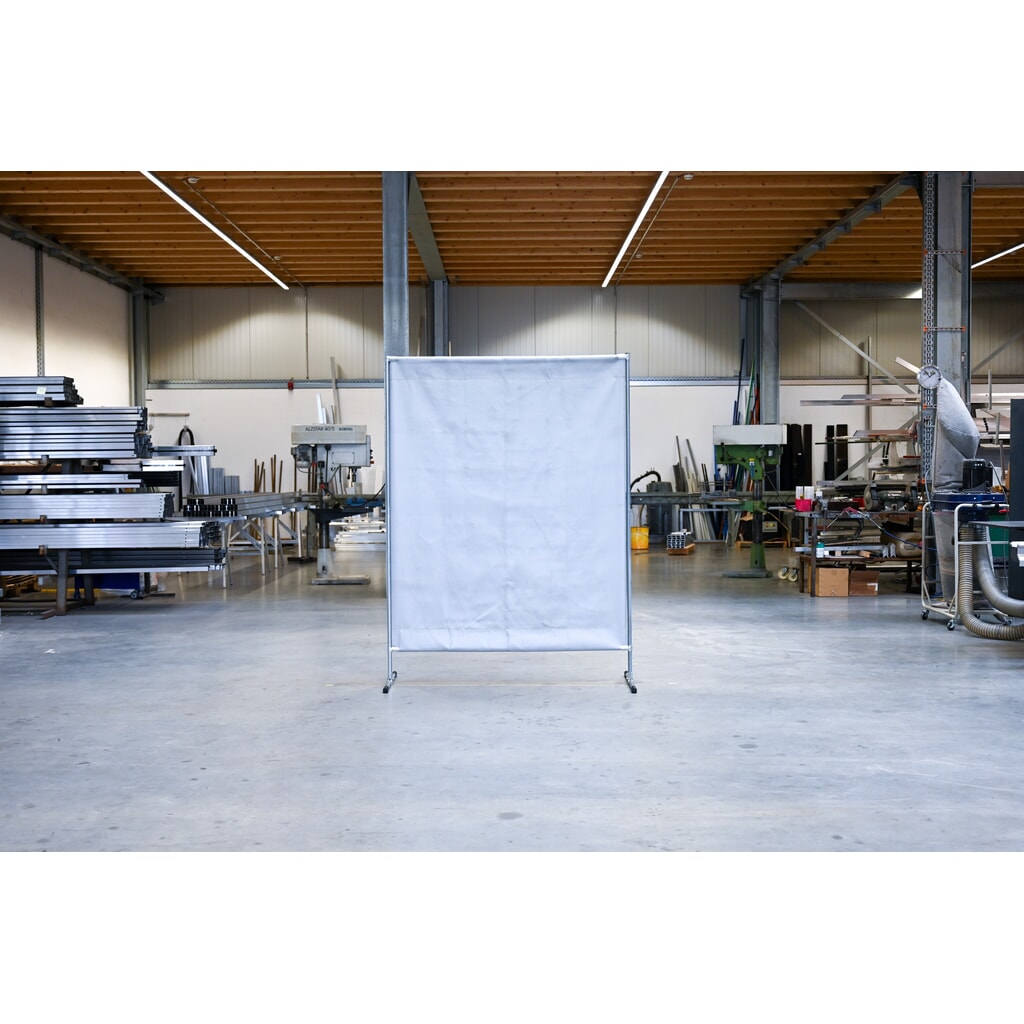 Écran de protection pour soudeur, housse de protection thermique / contre les éclaboussures conforme DIN EN 13501-1, lxH 1 400 x 2 000 mm, gris/argent N° de l'image du produit 2 : Écran de protection pour soudeur, housse de protection thermique / contre les éclaboussures conforme DIN EN 13501-1, lxH 1 400 x 2 000 mm, gris/argent