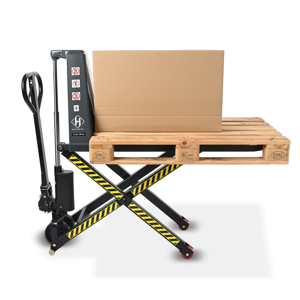 N° de l'image du produit 2 : Transpalette à ciseaux HEMMDAL PTM 1.0 Scissor, capacité de charge 1 000 kg, longueur des fourches 1 150 mm, polyuréthane, galets simples