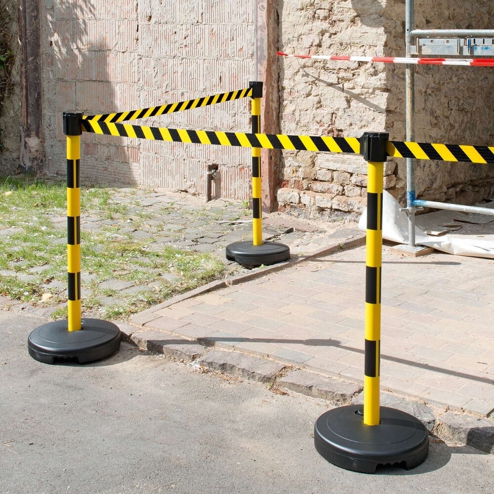 N° de l'image du produit 5 : Potelet d’avertissement à ruban étirable Moravia, hauteur mm 950, noir/jaune