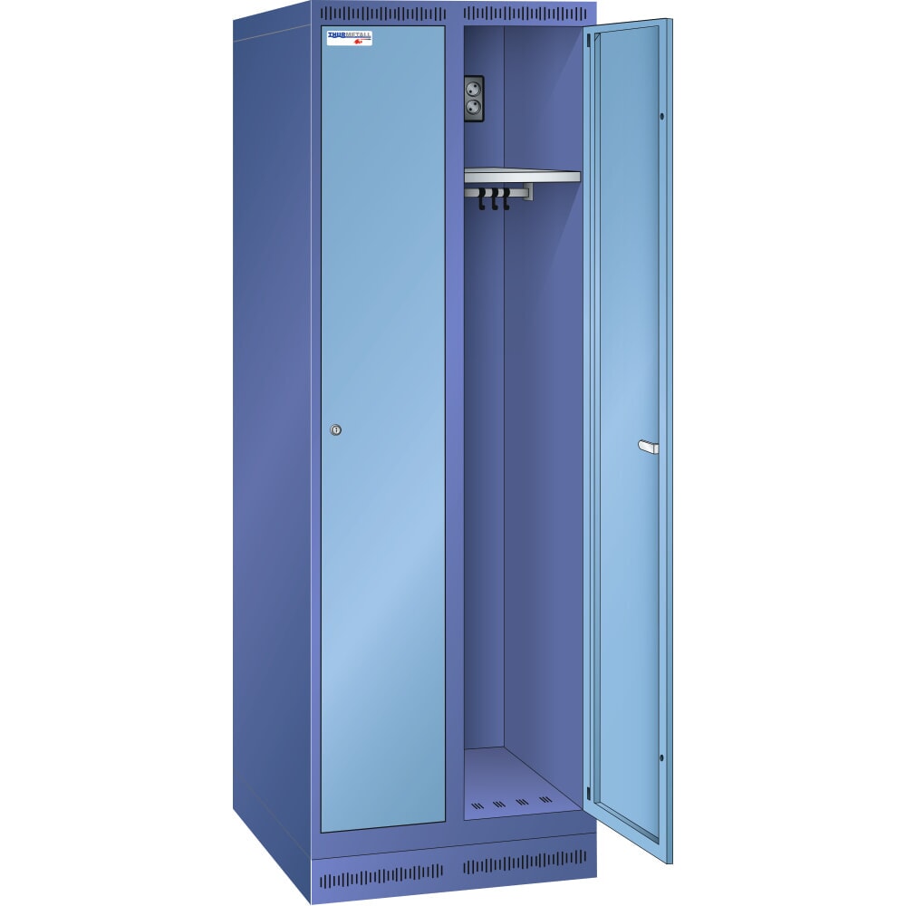 Illustration du produit: Thur Metall armoire de charge avec penderies, H x l x P 1 800 mm x 600 mm x 500 mm, serrure KEY, bleu colombe/bleu clair
