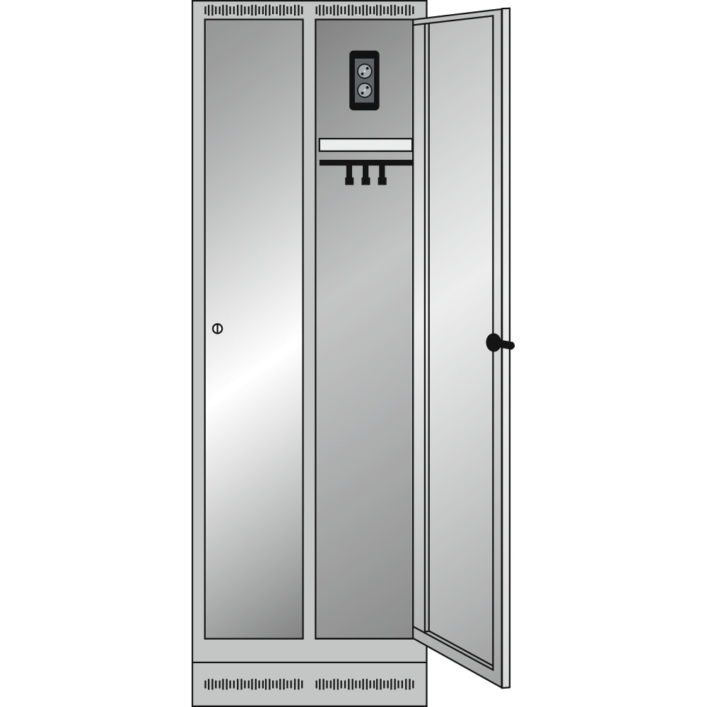 N° de l'image du produit 2 : Thur Metall armoire de charge avec penderies, H x l x P 1 800 mm x 600 mm x 500 mm, serrure KEY, bleu colombe/bleu clair