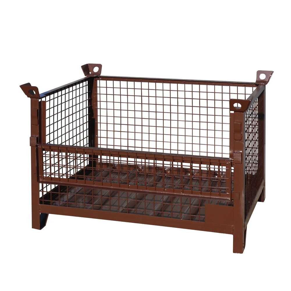 N° de l'image du produit 1 : Palette empilable à caisse grillagée industrielle Eichinger®, 1 500 kg, long. x larg. x haut. 1 200 x 800 x 750 mm, brun chocolat