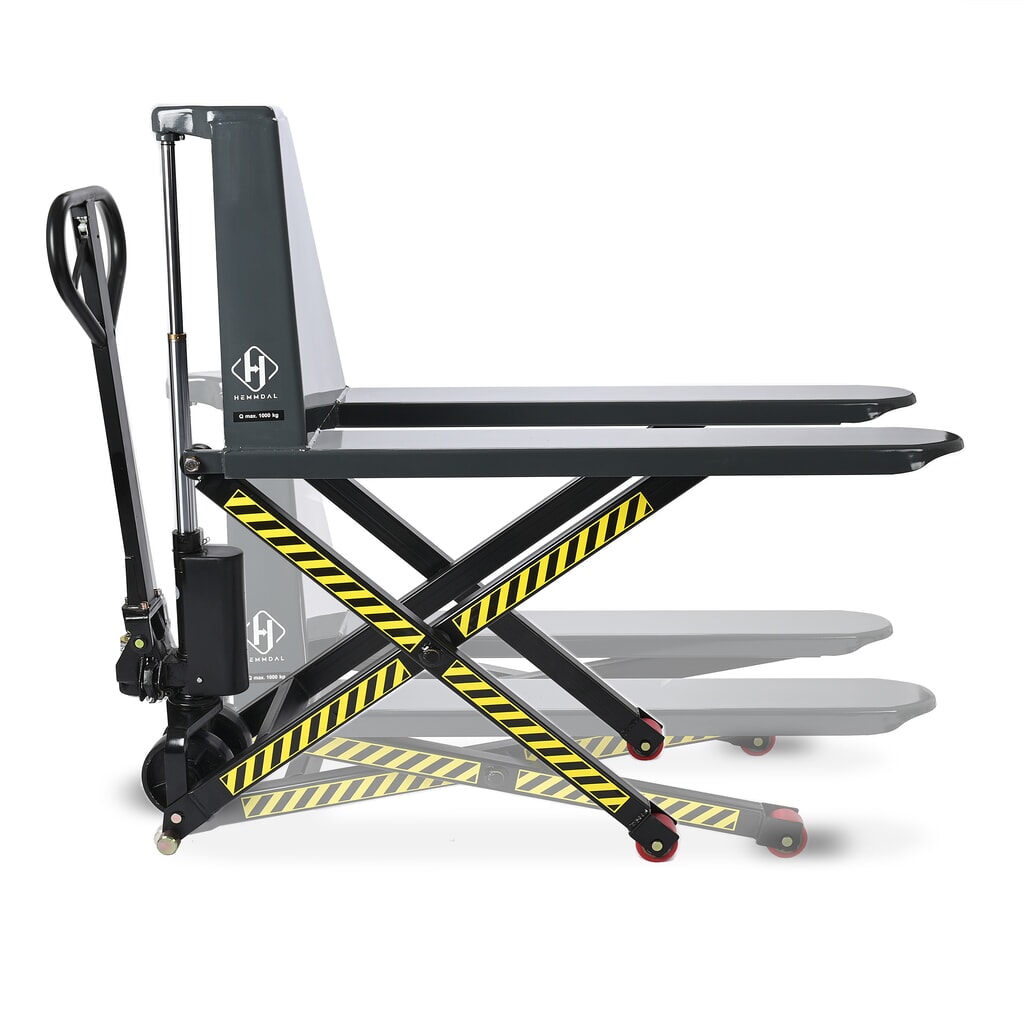Transpalette à ciseaux HEMMDAL PTM 1.0 Scissor, capacité de charge 1 000 kg, longueur des fourches 1 150 mm, polyuréthane, galets simples Illustration du produit: Transpalette à ciseaux HEMMDAL PTM 1.0 Scissor, capacité de charge 1 000 kg, longueur des fourches 1 150 mm, polyuréthane, galets simples