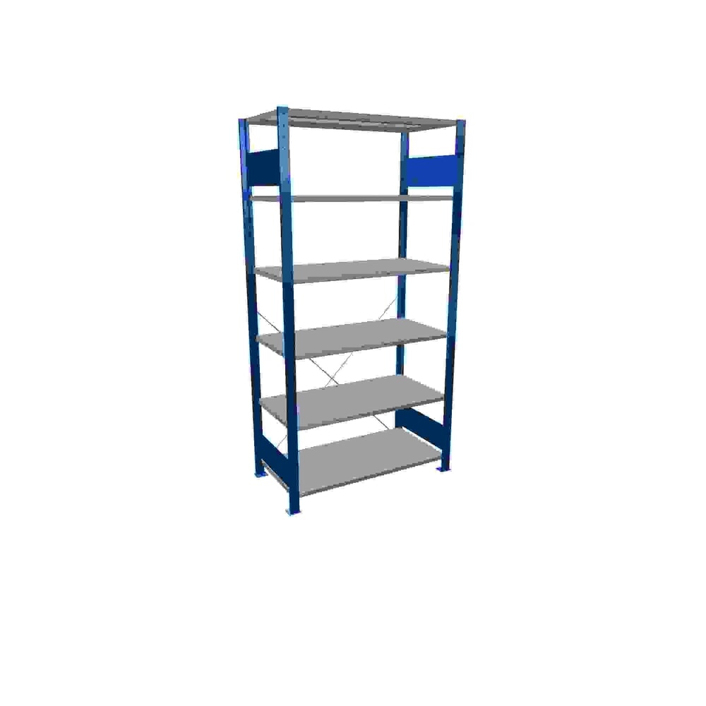 Illustration du produit: SCHULTE Rayonnage à tablettes, bleu gentiane / galvanisé, avec 6 tablettes en tôle d’acier, charge par tablette 150 kg, HxlxP 2 000 x 1 060 x 536 mm