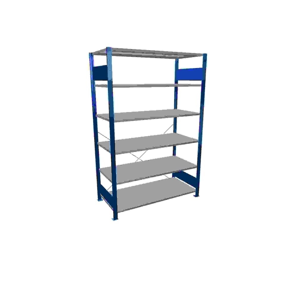 Illustration du produit: SCHULTE Rayonnage à tablettes, bleu gentiane / galvanisé, avec 6 tablettes en tôle d’acier, charge par tablette 150 kg, HxlxP 2 000 x 1 360 x 636 mm