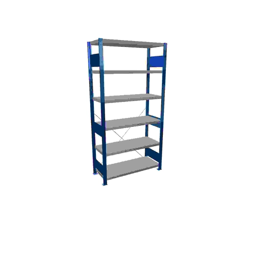 Illustration du produit: SCHULTE Rayonnage à tablettes, bleu gentiane / galvanisé, avec 6 tablettes en tôle d’acier, charge par tablette 330 kg, HxlxP 2 000 x 1 060 x 436 mm