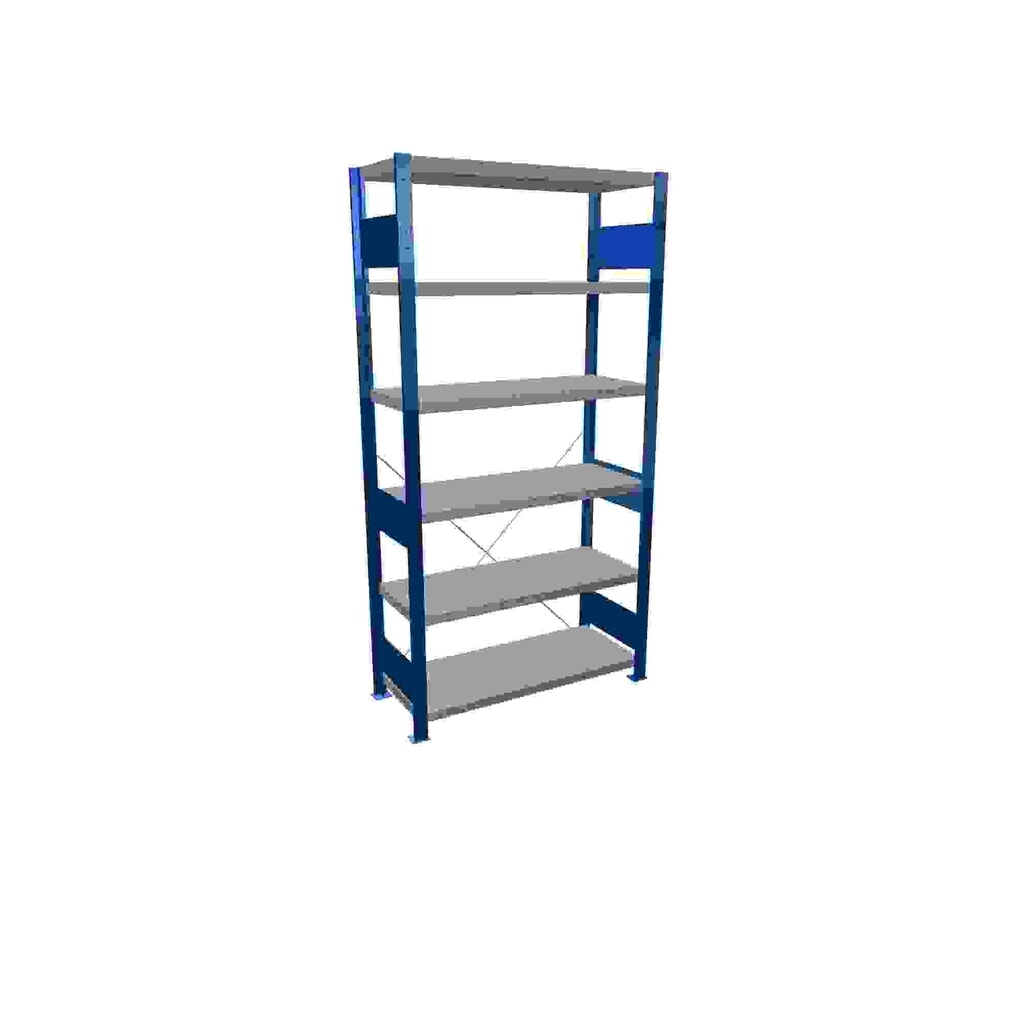 Illustration du produit: SCHULTE Rayonnage à tablettes, bleu gentiane / galvanisé, avec 6 tablettes en tôle d’acier, charge par tablette 330 kg, HxlxP 2 000 x 1 060 x 436 mm