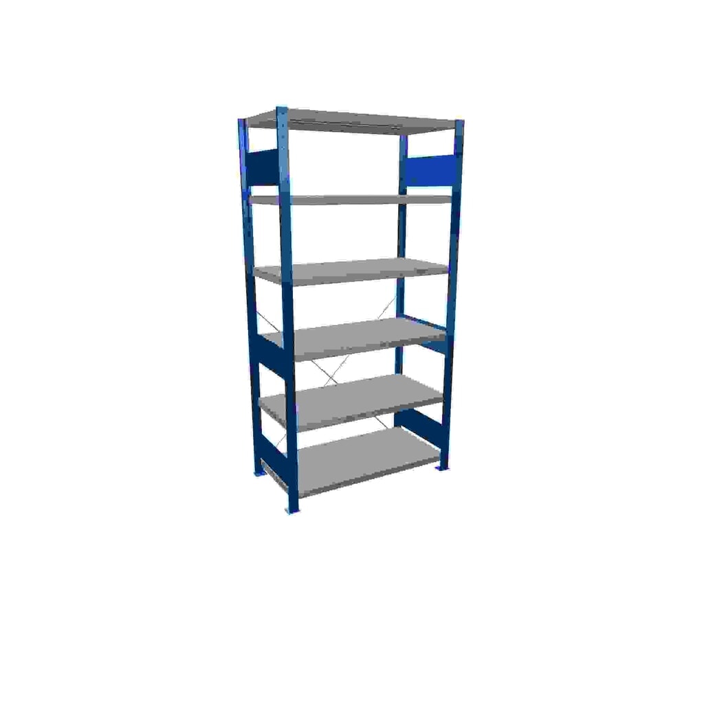 Illustration du produit: SCHULTE Rayonnage à tablettes, bleu gentiane / galvanisé, avec 6 tablettes en tôle d’acier, charge par tablette 330 kg, HxlxP 2 000 x 1 060 x 536 mm