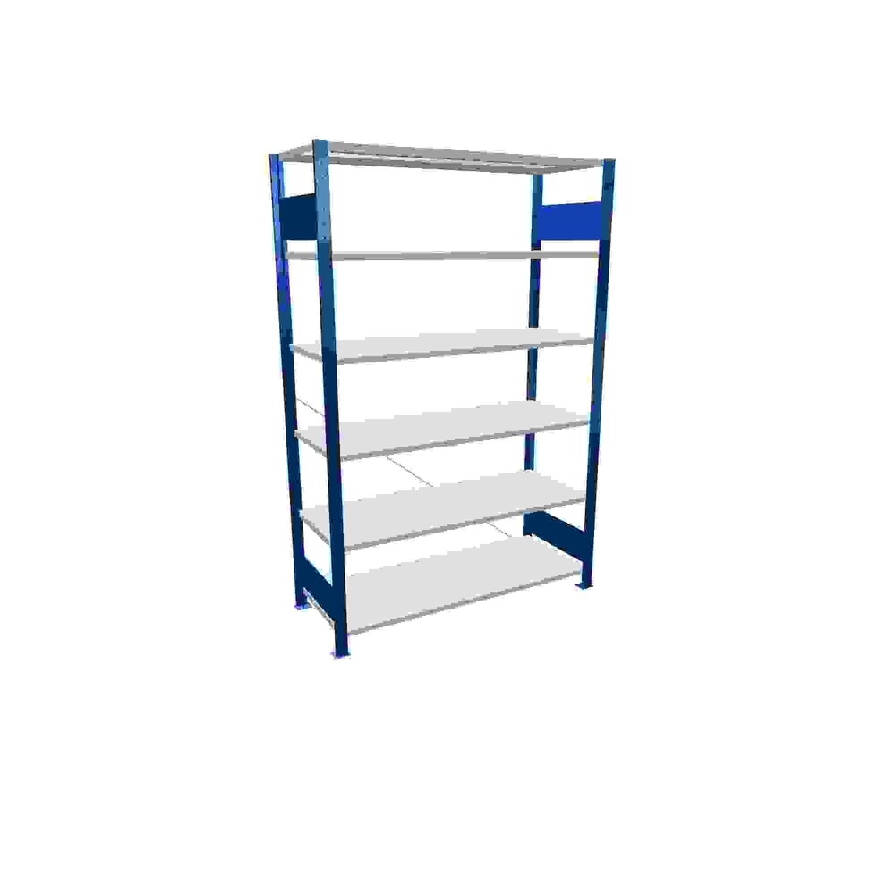Illustration du produit: SCHULTE Rayonnage à tablettes bleu gentiane / gris clair avec 6 tablettes en tôle d’acier, charge par tablette 150 kg, HxlxP 2 000 x 1 360 x 536 mm