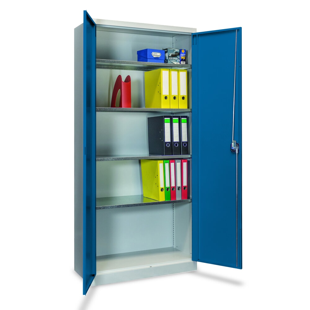 N° de l'image du produit 3 : Steinbock® Armoire à portes battantes avec tablettes galvanisées, H x l x P 1 950 x 890 x 415 mm, gris clair/bleu gentiane
