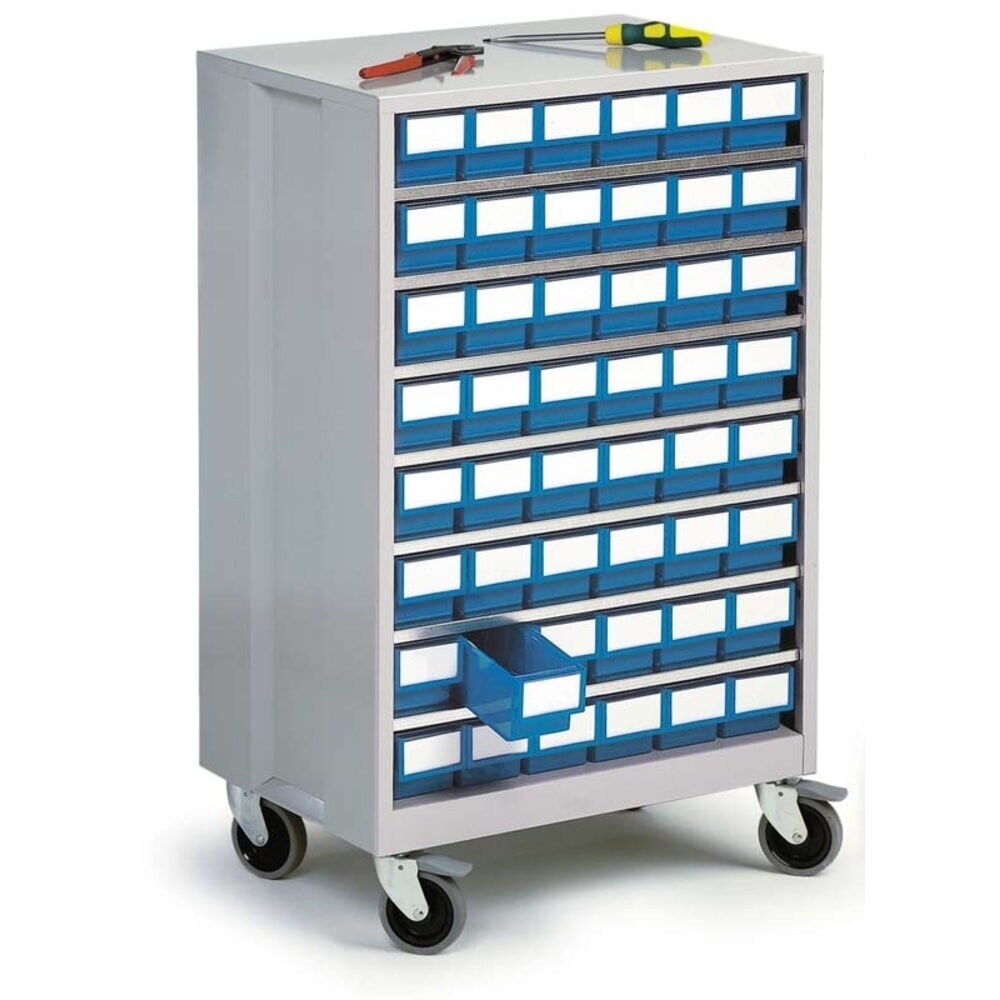 N° de l'image du produit 3 : Jeu de roulettes pour systèmes de rangement à tiroirs 870 x 605 x 410 mm, 4 roulettes de direction, 2 avec dispositif de blocage des roues