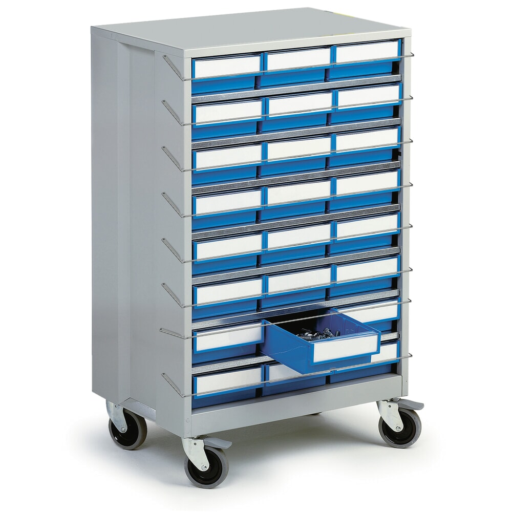 N° de l'image du produit 4 : Jeu de roulettes pour systèmes de rangement à tiroirs 870 x 605 x 410 mm, 4 roulettes de direction, 2 avec dispositif de blocage des roues