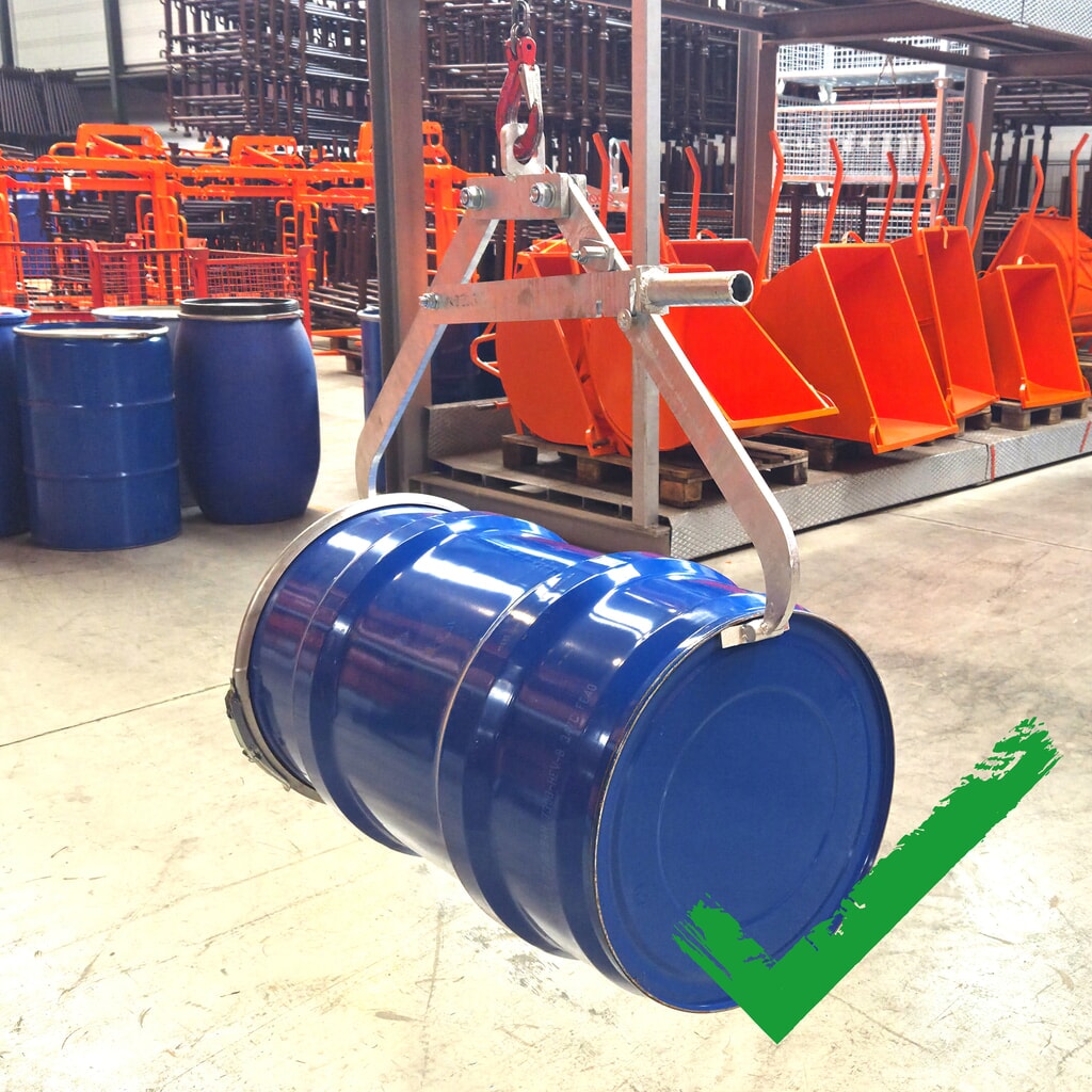 Pince à fûts Eichinger® pour grue, 1 x fût horizontal galvanisé à chaud N° de l'image du produit 2 : Pince à fûts Eichinger® pour grue, 1 x fût horizontal galvanisé à chaud