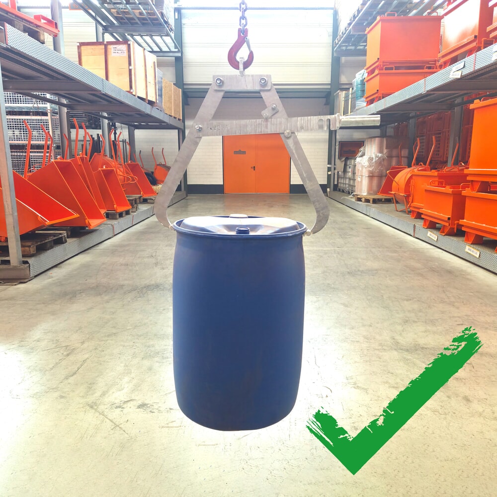 N° de l'image du produit 3 : Pince à fûts Eichinger® pour grue, 1 x fût horizontal galvanisé à chaud