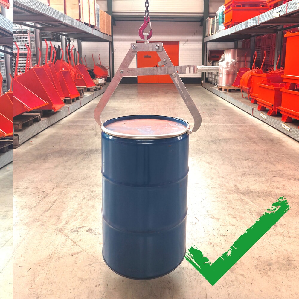 N° de l'image du produit 4 : Pince à fûts Eichinger® pour grue, 1 x fût horizontal galvanisé à chaud