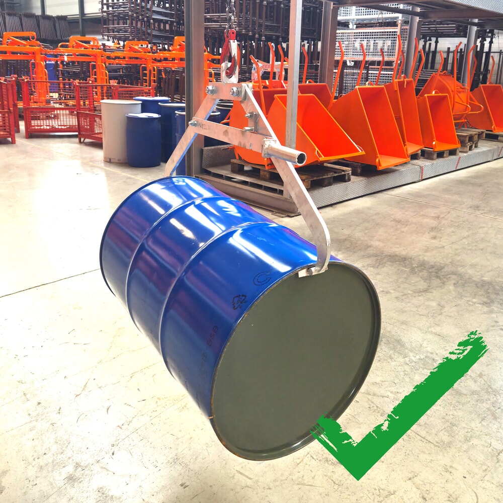 N° de l'image du produit 5 : Pince à fûts Eichinger® pour grue, 1 x fût horizontal galvanisé à chaud