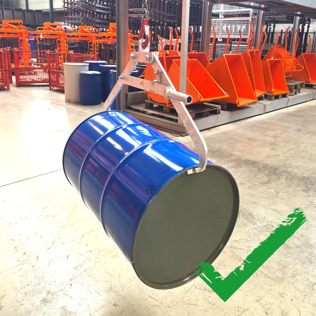 N° de l'image du produit 5 : Pince à fûts Eichinger® pour grue, 1 x fût horizontal galvanisé à chaud