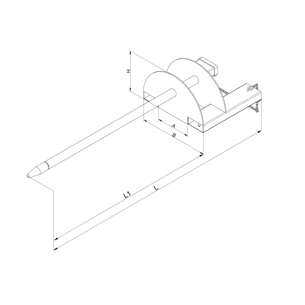 N° de l'image du produit 4 : Eichinger® Support d’éperon sur bras de fourche 1 000 kg, longueur 2 800 mm, diamètre de l’éperon 85 mm, gris anthracite