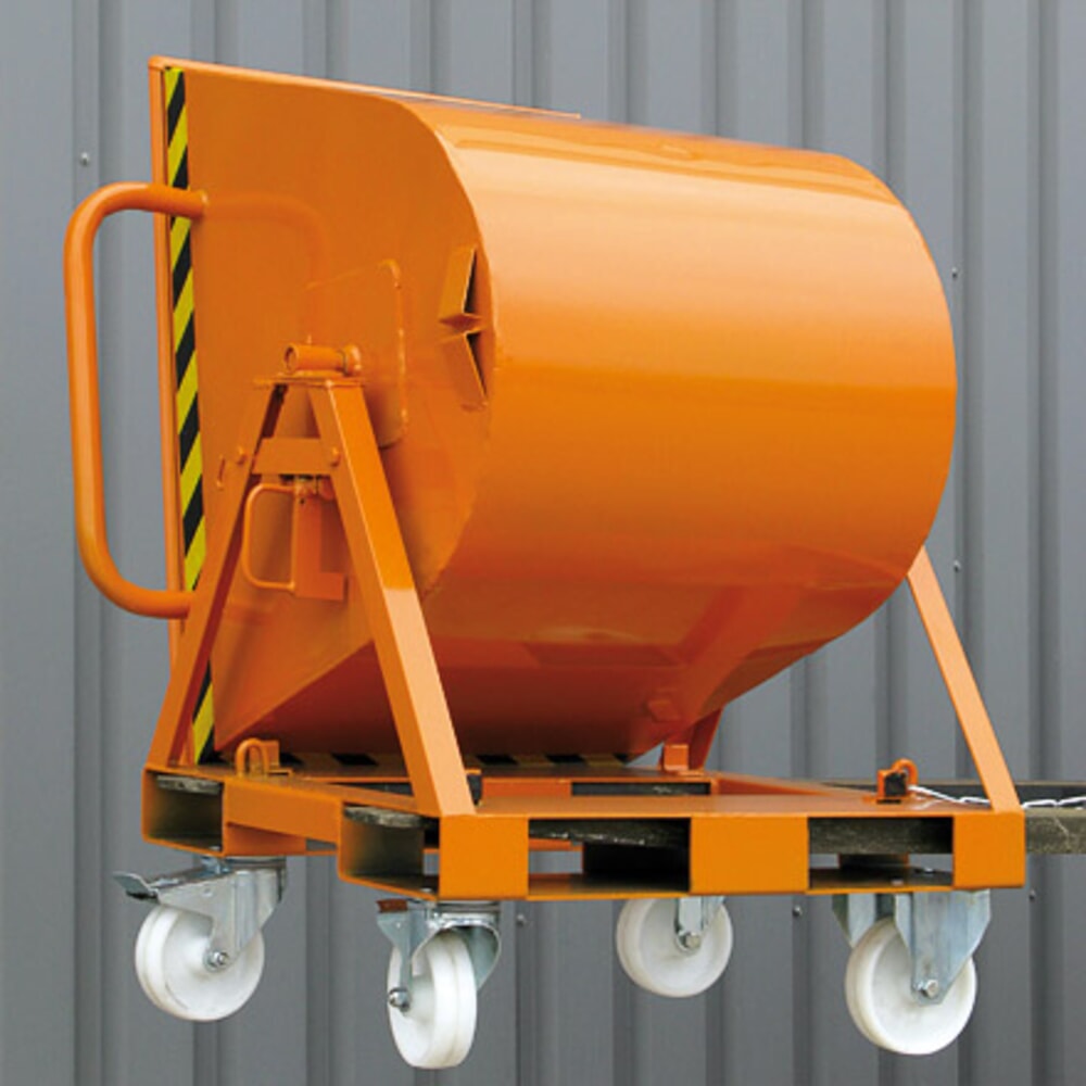 N° de l'image du produit 5 : Eichinger® Benne basculante basculable des 2 côtés, accessible des 4 côtés, 500 kg, 600 litres orangé pur