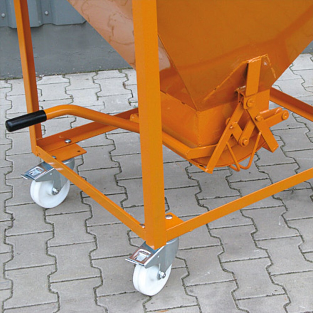 N° de l'image du produit 3 : Eichinger® Conteneur silo sur roulettes, sorti centrale commandée par levier, 300 litres, orangé pur