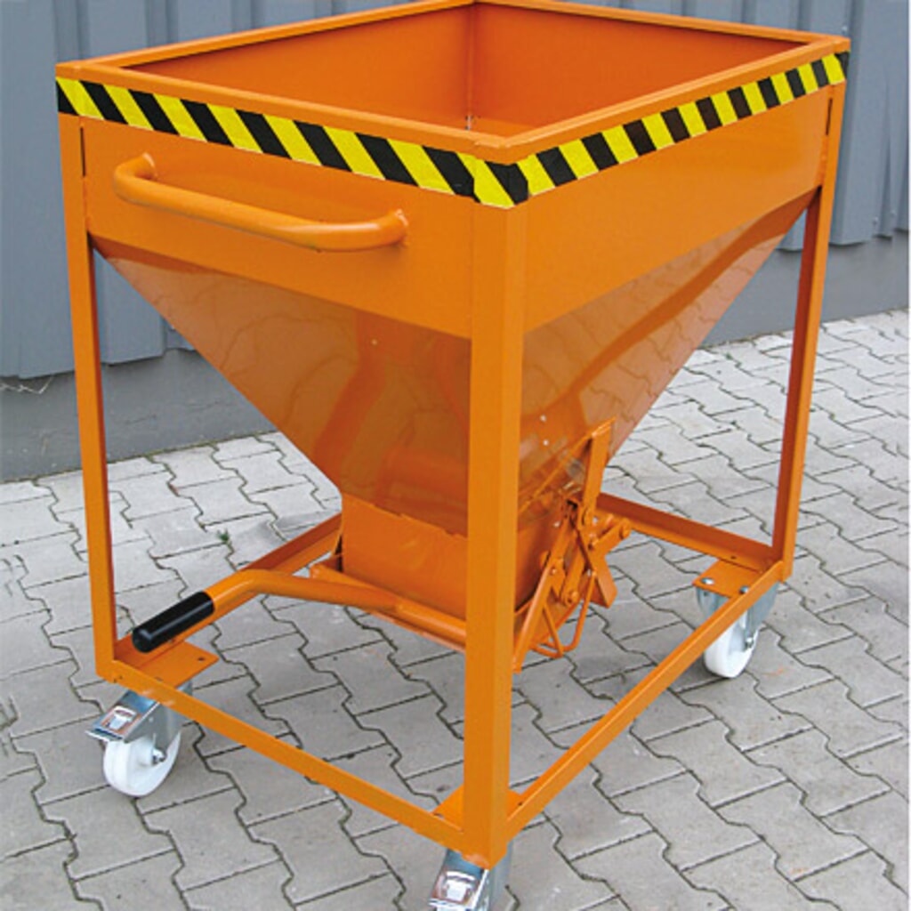 Eichinger® Conteneur silo sur roulettes, sorti centrale commandée par levier, 300 litres, orangé pur N° de l'image du produit 5 : Eichinger® Conteneur silo sur roulettes, sorti centrale commandée par levier, 300 litres, orangé pur