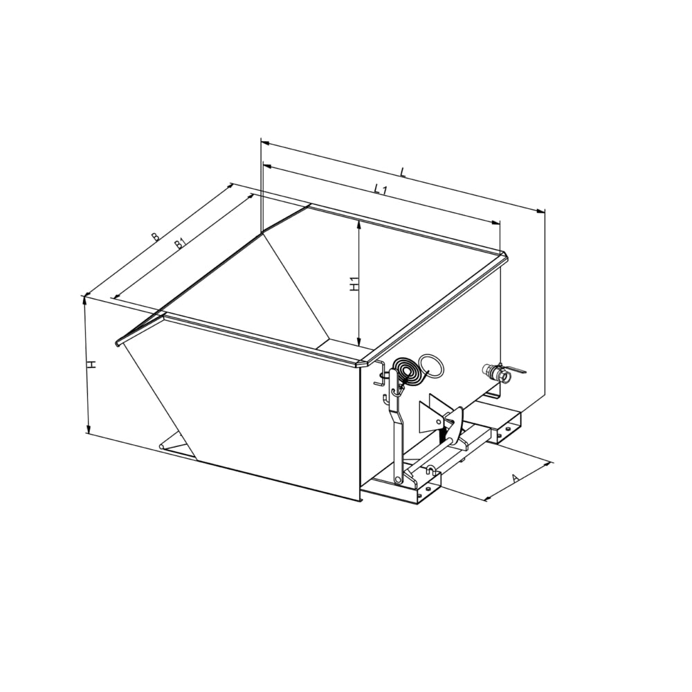 N° de l'image du produit 3 : Eichinger® Benne basculante à copeaux avec tamis et robinet de vidange, 1 000 kg, 300 litres, bleu gentiane