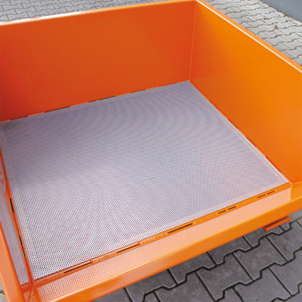 N° de l'image du produit 6 : Eichinger® Benne à copeaux à fond en tôle perforée et robinet de vidange, 1500 kg, 1500 litres, orangé pur