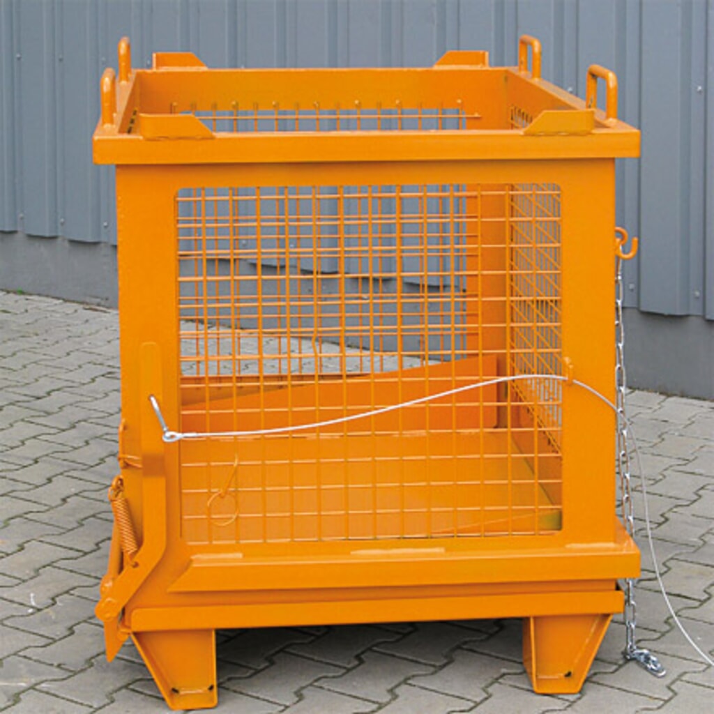 Eichinger® Benne basculante à grille avec fond basculant déverrouillable, 500 kg, 1 000 litres, orangé pur N° de l'image du produit 3 : Eichinger® Benne basculante à grille avec fond basculant déverrouillable, 500 kg, 1 000 litres, orangé pur