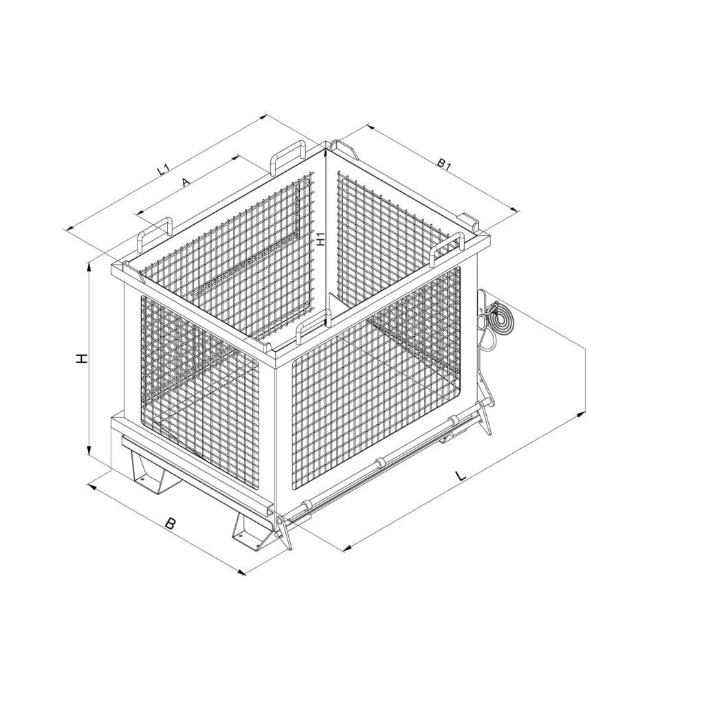 N° de l'image du produit 6 : Eichinger® Benne basculante à grille avec fond basculant déverrouillable, 500 kg, 1 000 litres, orangé pur