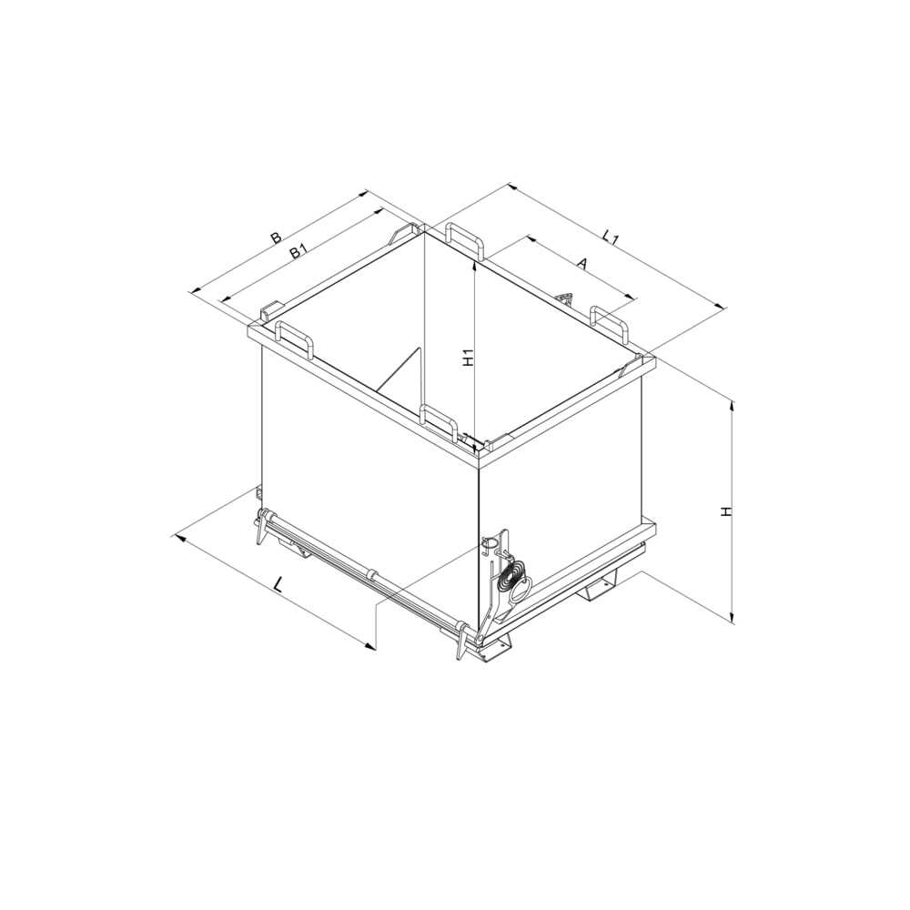 N° de l'image du produit 6 : Eichinger® Conteneur pour matériaux de construction à fond basculant, 1 000 kg, 300 litres orangé pur