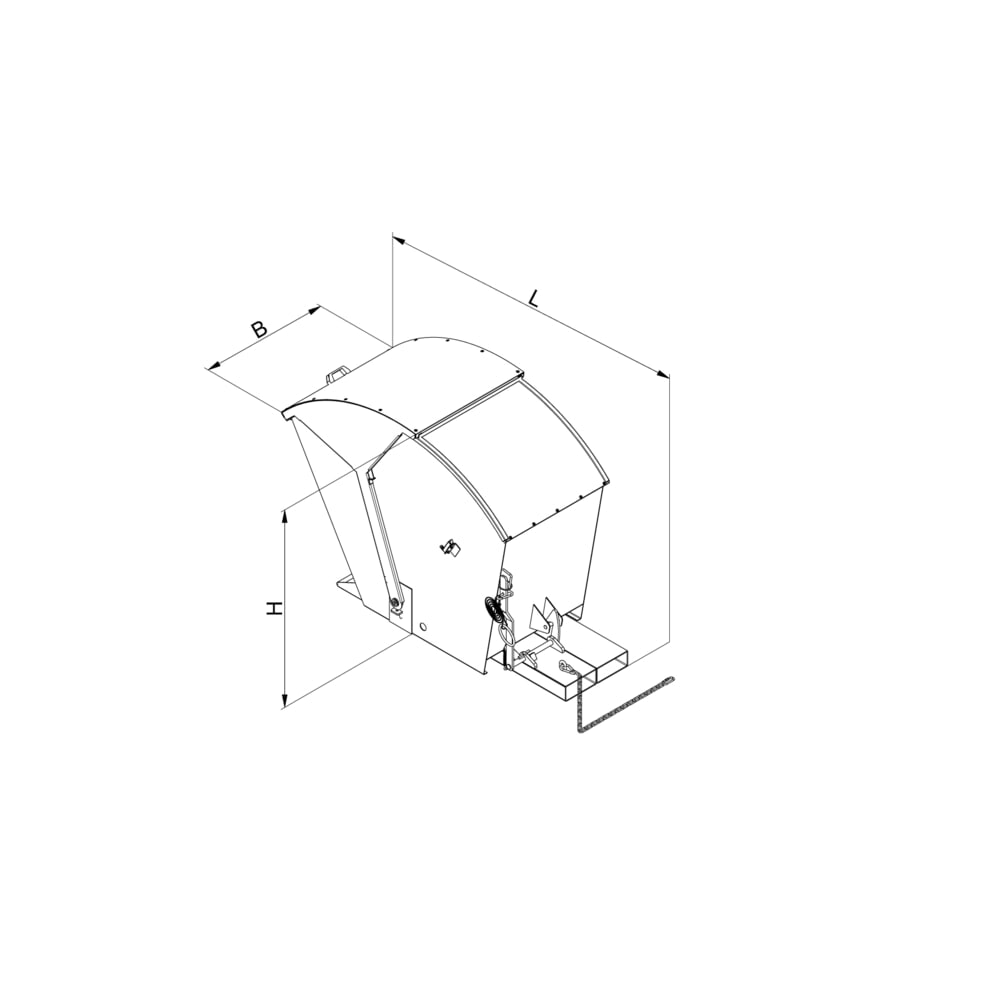N° de l'image du produit 2 : Eichinger® Benne basculante avec couvercle rond, 1 000 kg, 750 litres, galvanisée à chaud