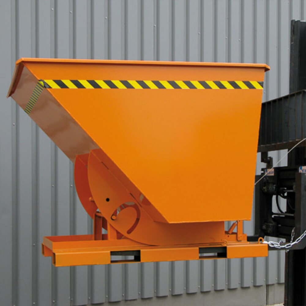 N° de l'image du produit 4 : Benne basculante Eichinger® hauteur de construction élevée, basculable transversalement au sens de la marche et dans le sens de la marche, 1 000 kg, 600 litres, orangé pur