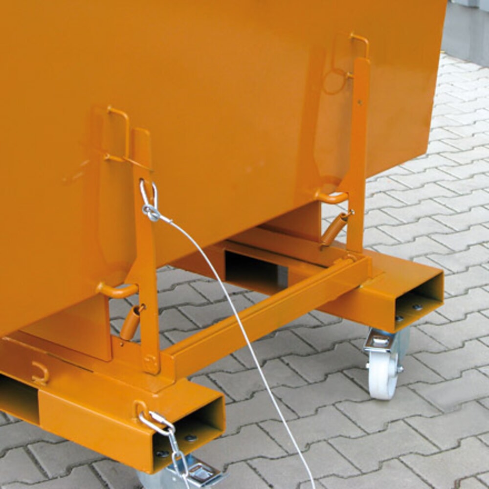 N° de l'image du produit 6 : Benne basculante Eichinger® hauteur de construction élevée, basculable transversalement au sens de la marche et dans le sens de la marche, 1 000 kg, 600 litres, orangé pur