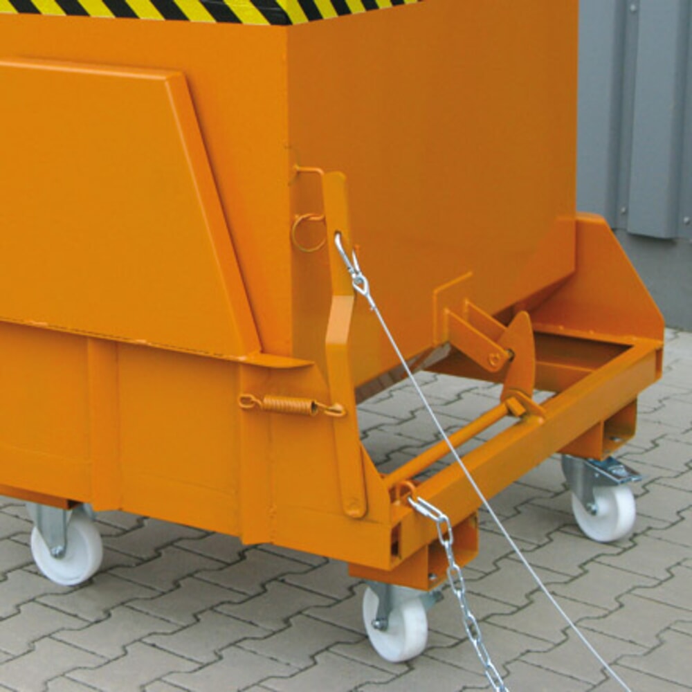 N° de l'image du produit 5 : Benne basculante Eichinger® avec patins protégés, 1 000 kg, 300 litres, orangé pur