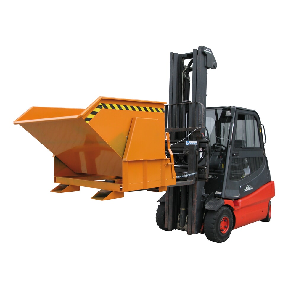 N° de l'image du produit 6 : Benne basculante Eichinger® avec patins protégés, 1 000 kg, 300 litres, orangé pur