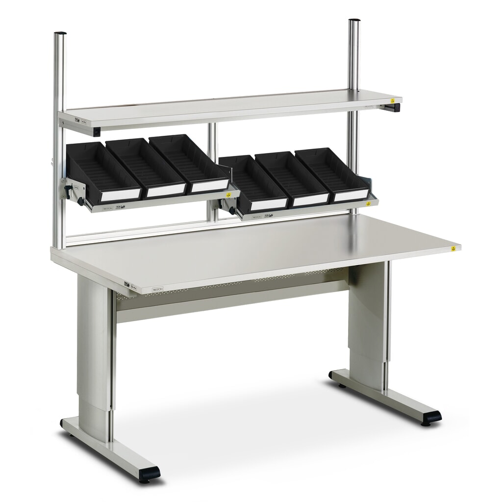 Table de travail TRESTON WB, ESD, réglable en hauteur manuellement, lxP 1 500 x 800 mm N° de l'image du produit 4 : Table de travail TRESTON WB, ESD, réglable en hauteur manuellement, lxP 1 500 x 800 mm
