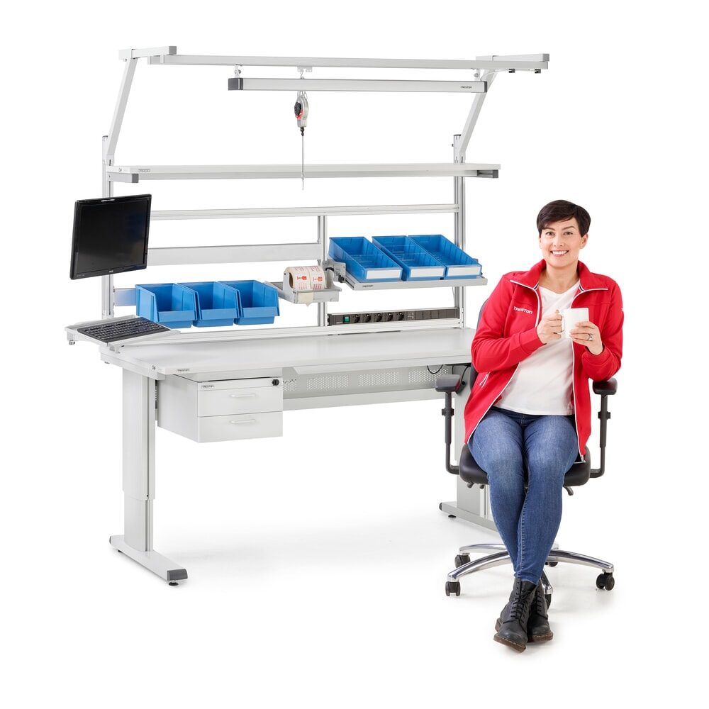 N° de l'image du produit 4 : Table de travail TRESTON, type WB, réglable en hauteur, manivelle, L x P 1 073 x 800 mm