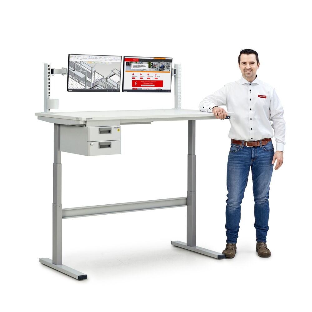 N° de l'image du produit 3 : Table de travail TRESTON TED, réglage électrique de la hauteur, HxlxP 630-1 270 x 900 x 800 mm